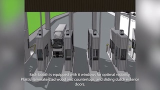 Welded steel toll booth video